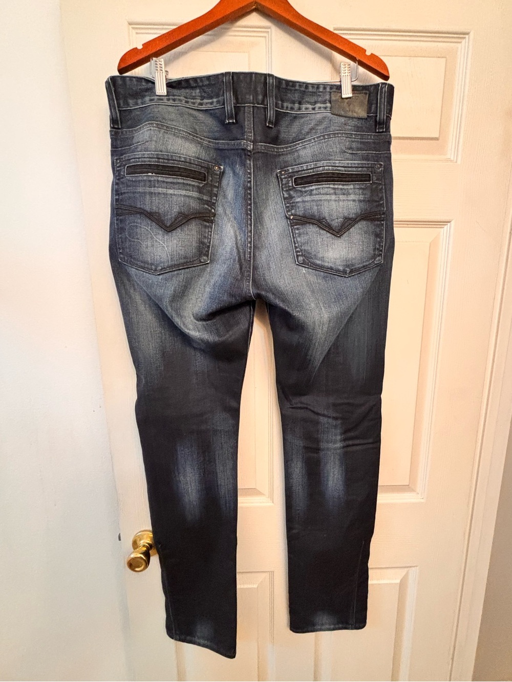 Guess: Men's Distressed Dark Blue Slim Jeans - Picture 3 of 3